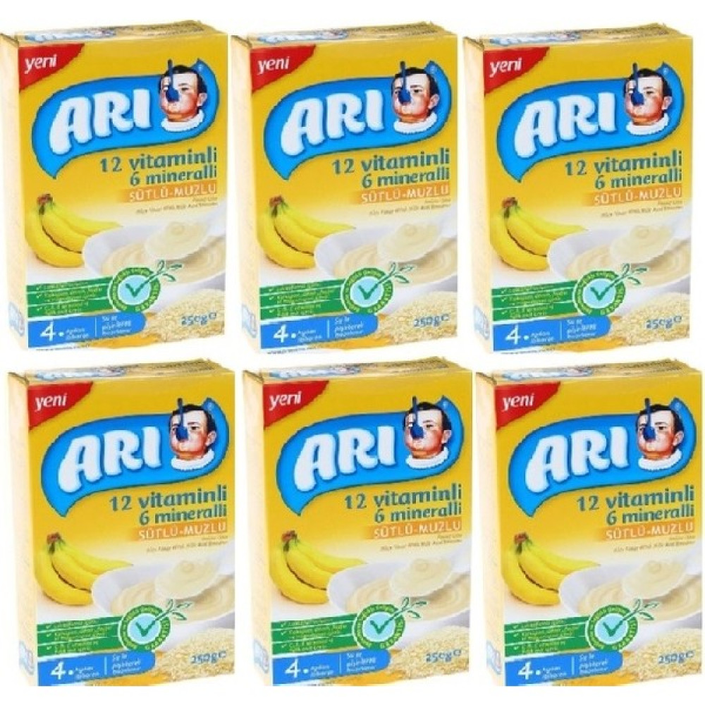 Arı Mama Arı Mama 12 Vitaminli 6 Mineralli Sütlü Muzlu Pirinç Unu 250 gr 6'lı Bebek Mamaları Fiyatı
