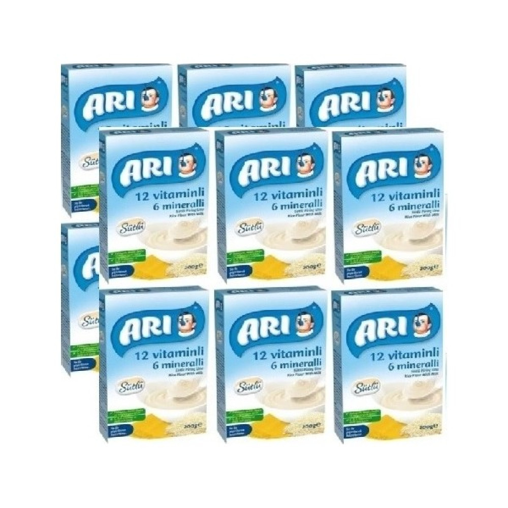 Arı Mama Arı mama 12 Vitaminli 6 Mineralli Sütlü Pirinçli 200 gr *12'li Paket - Hediyesiz Bebek Mamaları Fiyatı