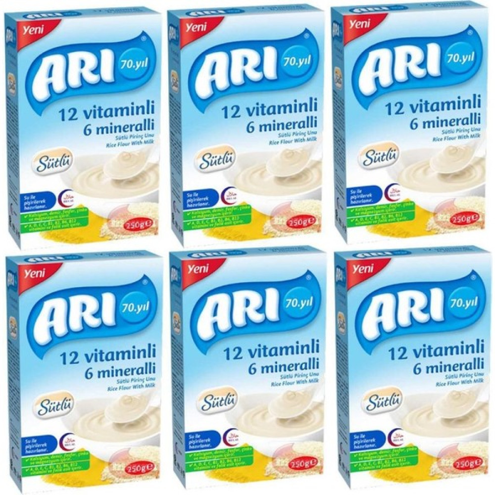 Arı Mama Arı mama 12 Vitaminli 6 Mineralli Sütlü Pirinçli 250GR x 6'lı Bebek Mamaları Fiyatı