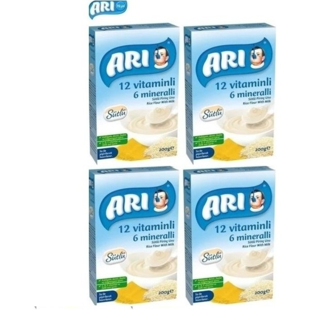 Arı Mama Arı mama 12 Vitaminli 6 Mineralli Sütlü Pirinçli 4 ADET*200GR - Hediyesiz Bebek Mamaları Fiyatı