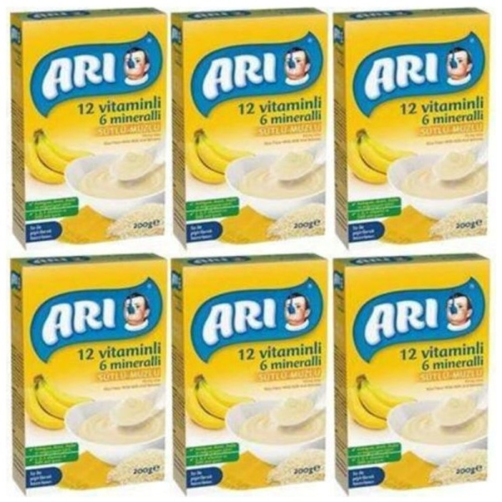 Arı Mama Arı Sütlü-Muzlu 12 Vitamin 6 Mineral Prinç Unu 200 gr x 6 Adet - Hediyesiz Bebek Mamaları Fiyatı