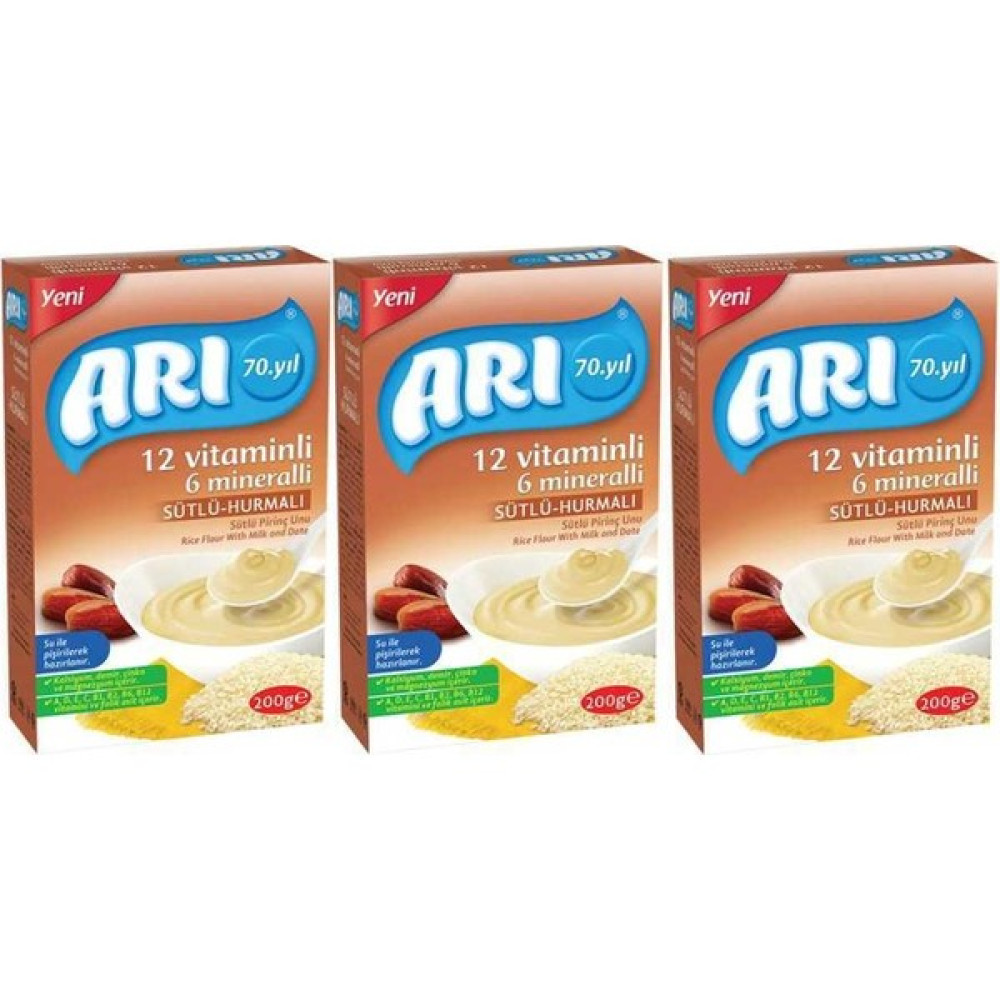 Arı Mama Hurmalı Pirinç Unu 200 gr x 3 Adet Bebek Mamaları Fiyatı