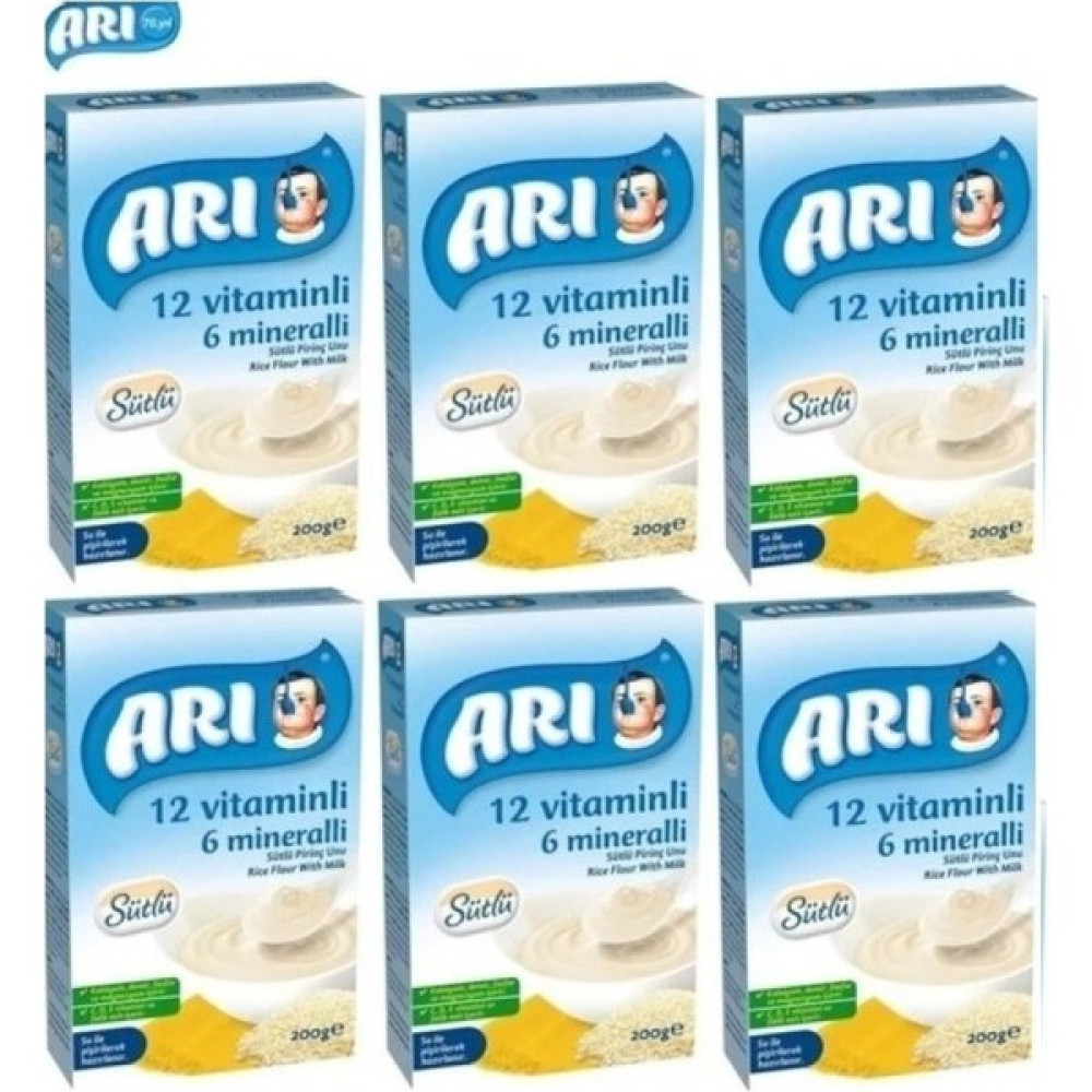 Arı Mama Sütlü Pirinç Unu 200 gr - 6 Lı - 6 lı Set Bebek Mamaları Fiyatı