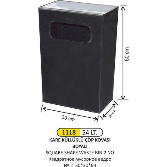 Arı Metal 1118 54 lt Kare Küllüklü Boyalı Çöp Kovası