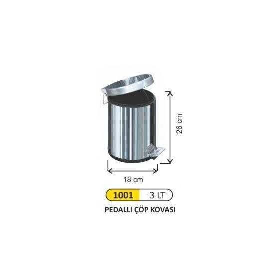 Arı Metal 3 lt Paslanmaz Pedallı Çöp Kovası