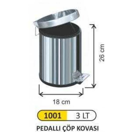 Arı Metal 3 lt Paslanmaz Pedallı Çöp Kovası