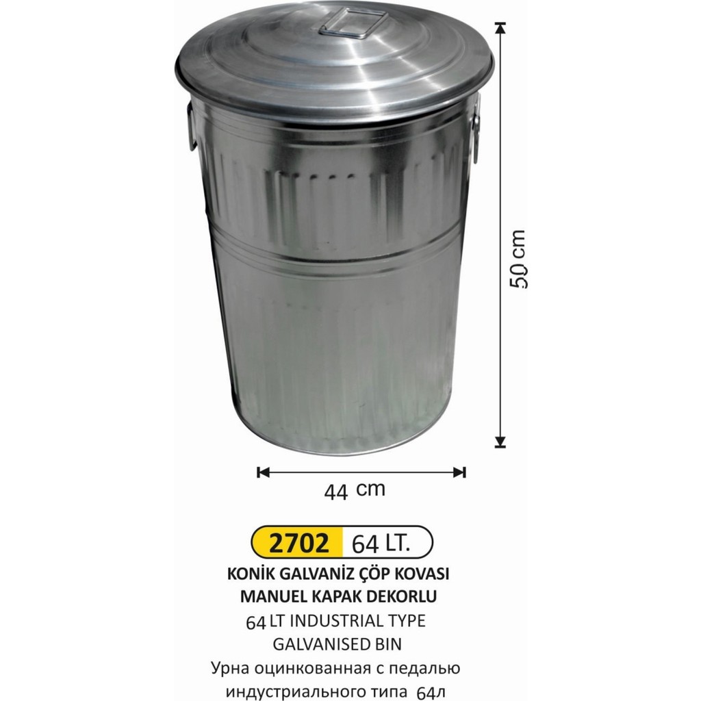Arı Metal Galvaniz Çöp Kovası 2 No 64 Lt Konik Manuel Kapaklı 44X50 cm SSD / Solid State Drive Fiyatı