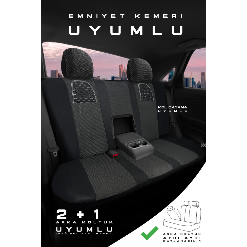ARI Serisi Siyah Beyaz Ticari 2+1 Modüler Oto Koltuk Kılıfı Seti - Evr