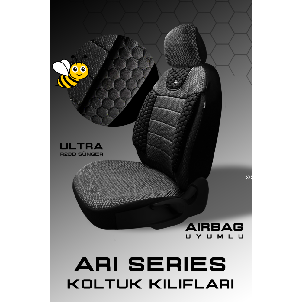 ARI Serisi Siyah Modüler Oto Koltuk Kılıfı Seti - Evrensel Uyum ve Day