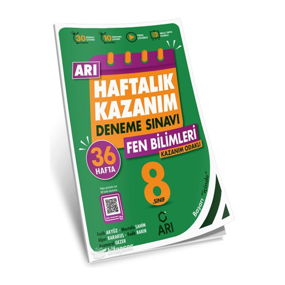 Arı Yayıncılık 8. Sınıf Fen Bilimleri Haftalık Kazanım Denemeleri Kaynak Kitapları Fiyatı