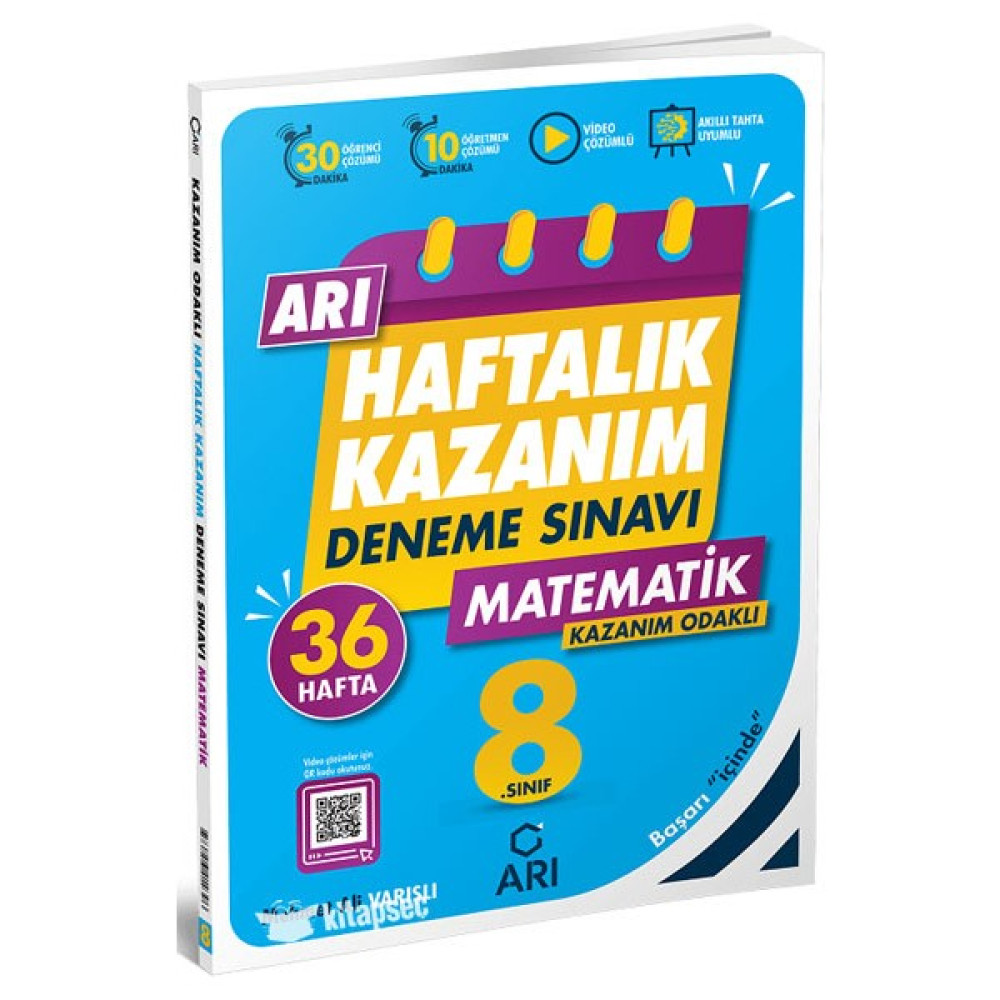 Arı Yayıncılık 8. Sınıf Matematik Haftalık Kazanım Denemeleri Kaynak Kitapları Fiyatı