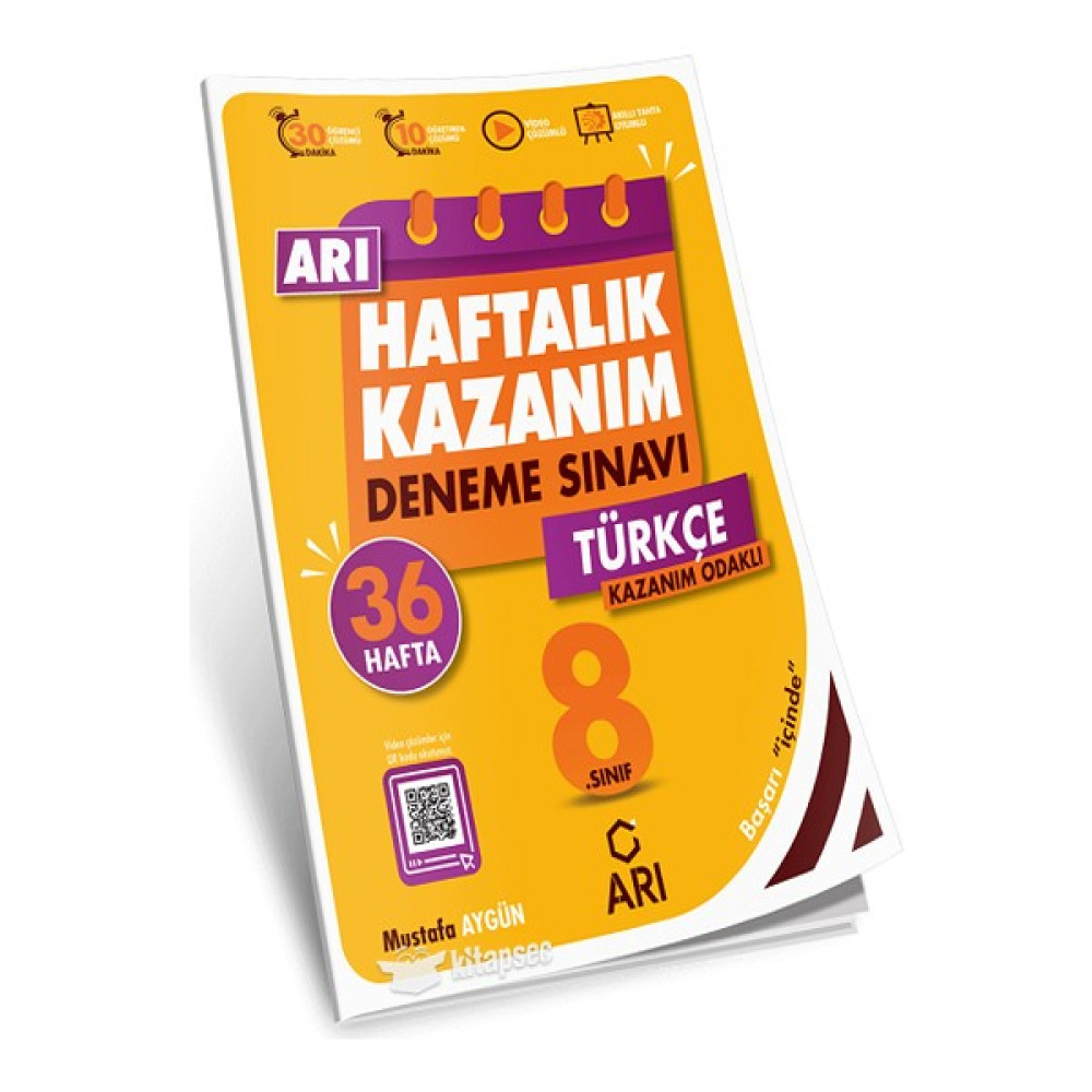 Arı Yayıncılık 8. Sınıf Türkçe Haftalık Kazanım Denemeleri Kaynak Kitapları Fiyatı