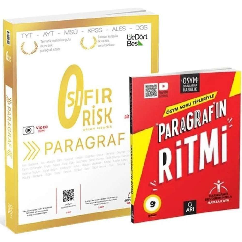 Arı Yayıncılık ÖSYM Soru Tipleriyle Paragraf'ın Ritmi ve Üçdörtbeş Yayınları Paragraf Sıfır Risk Türkçe Fiyatı