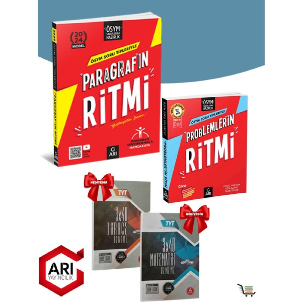 Arı Yayıncılık Paragraf ve Problemlerin Ritmi Seti Çıkmış Sorular Denemeleri Hediyeli!!! Temel Yeterlilik Testi (TYT) Fiyatı