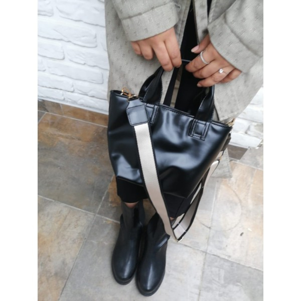 Aria Bag Rugan Parlak A+ Kalite Şerit Detaylı Çapraz Askılı Kadınomuz Çanta Erkek Çanta ve Cüzdan Fiyatı