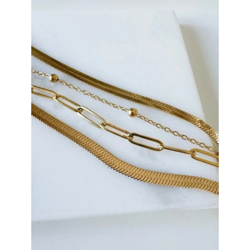 Aria Çelik Çoklu Zincir Halhal - Standart - 332 Gold Halhal Fiyatı