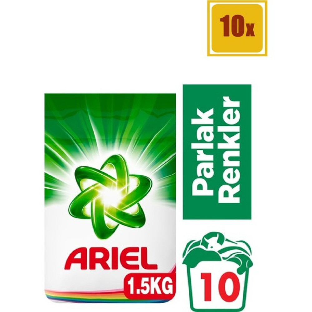 Ariel 1,5 kg Toz Çamaşır Deterjanı Parlak Renkler (x10) - 15 kg Çamaşır Deterjanı Fiyatı
