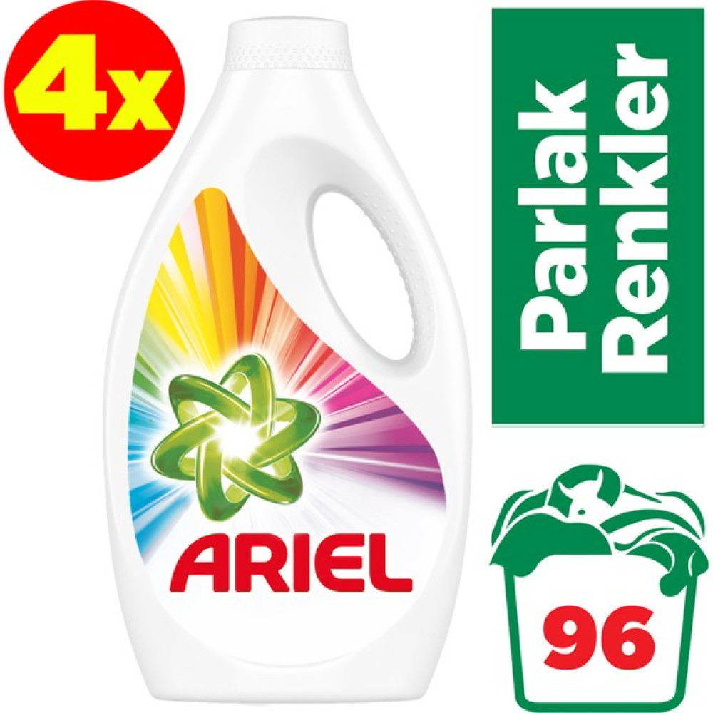 Ariel 24 Yıkama 4'lü Paket Sıvı Çamaşır Deterjanı Parlak Renkler Çamaşır Deterjanı Fiyatı