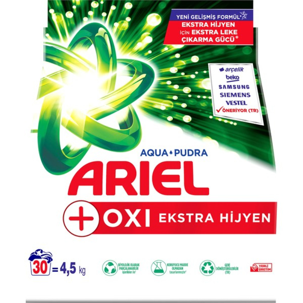 Ariel Oxi Extra Hijyen 4.5 Kg Toz Çamaşır Deterjanı - 4,5 kg Çamaşır Deterjanı Fiyatı