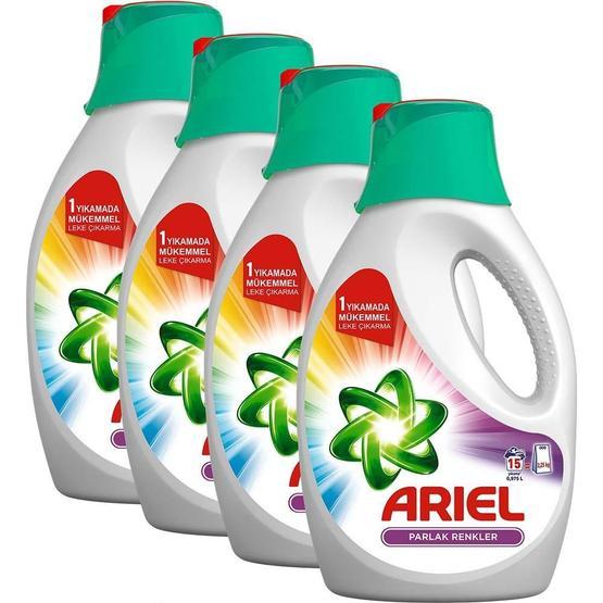 Ariel Parlak Renkler 4 Adet 15 Yıkama Sıvı Çamaşır Deterjanı Çamaşır Deterjanı Fiyatı