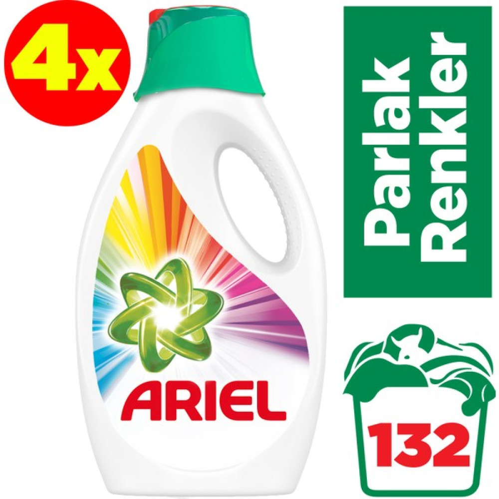 Ariel Sıvı Çamaşır Deterjanı Parlak Renkler 33 Yıkama 4'lü Paket - 2,14 lt Çamaşır Deterjanı Fiyatı