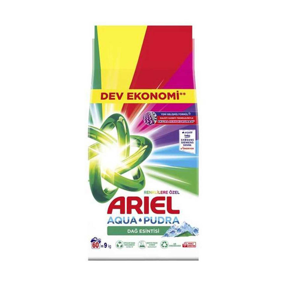 Ariel Toz Çamaşır Deterjanı 9 kg 60 Yıkama Aqua Pudra Dağ Esintisi Ren Diğer Fiyatı