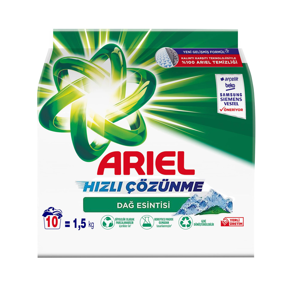 Ariel Toz Çamaşır Deterjanı 1,5 kg 10 Yıkama Dağ Esintisi Çamaşır Deterjanı Fiyatı
