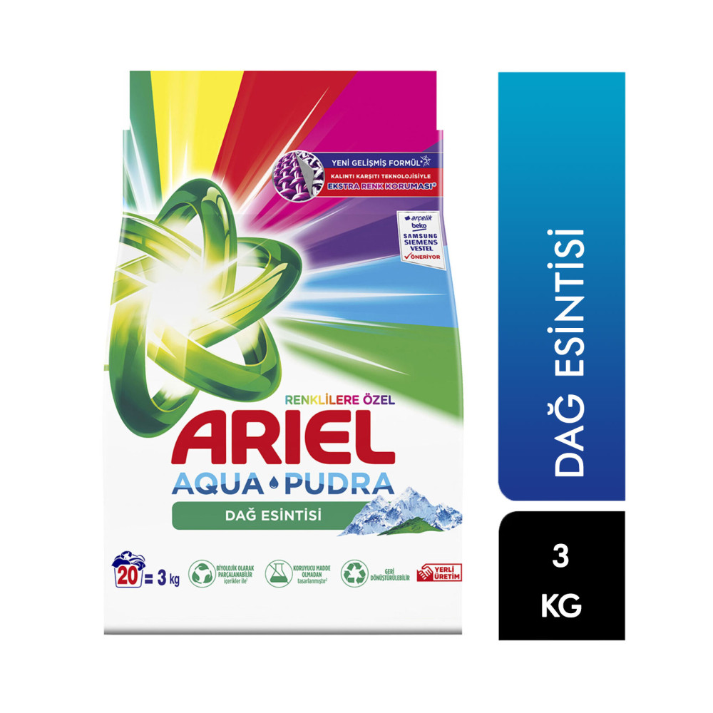 Ariel Toz Çamaşır Deterjanı 3 kg Dağ Esintisi Renklilere Özel Çamaşır Deterjanı Fiyatı