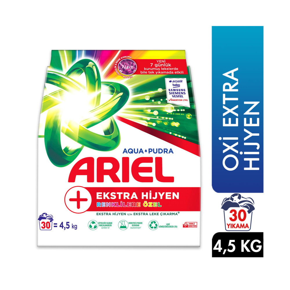 Ariel Toz Çamaşır Deterjanı 4,5 kg 30 Yıkama Oxi Extra Hijyen Çamaşır Deterjanı Fiyatı