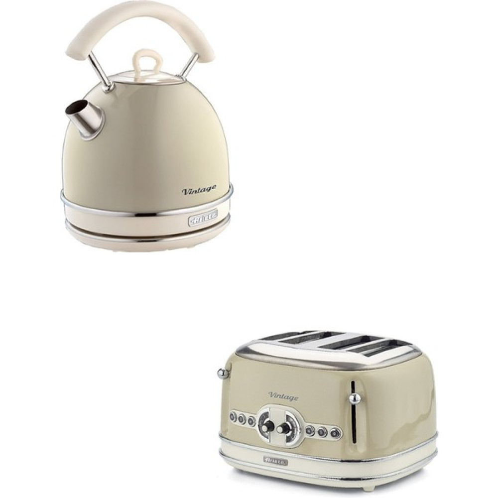 Ariete Vintage Kettle ve İki Hazneli Ekmek Kızartma Makinesi Bej Su Isıtıcıları / Kettle Fiyatı