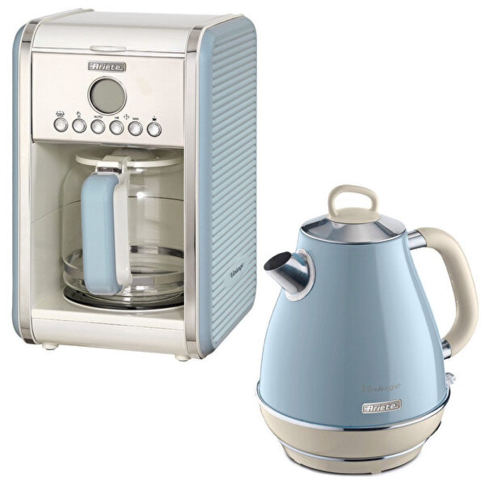 Ariete Vintage Mavi Filtre Kahve Makinesi ve Vintage 1.7 L Kettle Seti Kahve Makineleri Fiyatı