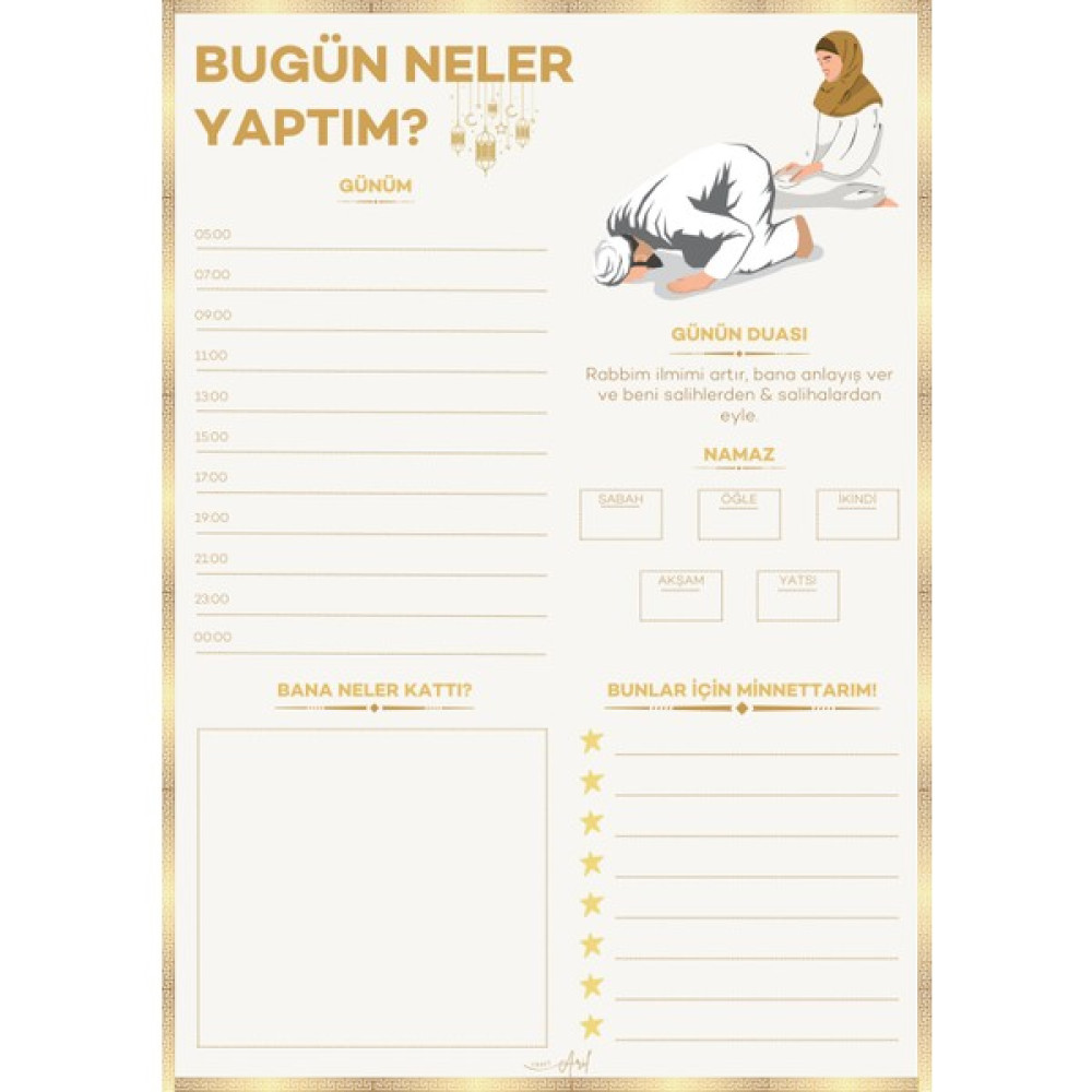 Aril Craft Bugün Neler Yaptım? Namaz Planlayıcısı A5 - Sarı Not Defteri & Bloknot Fiyatı
