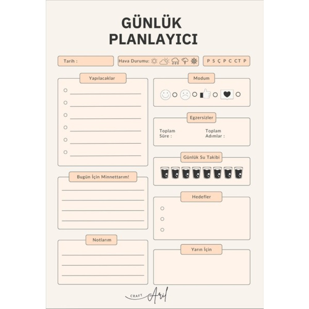 Aril Craft Günlük Planlayıcı A5 Minimalist Sade - 1 - Kahverengi Not Defteri & Bloknot Fiyatı