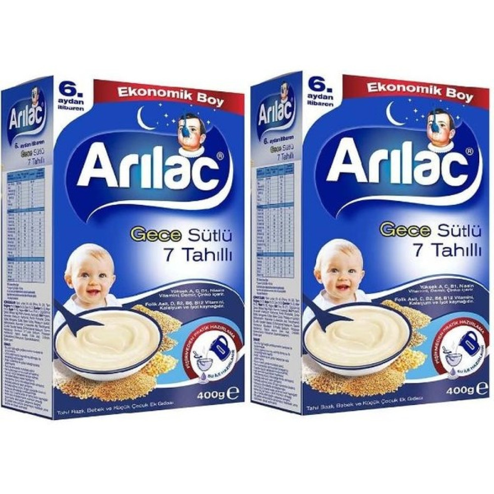 Arılac 7 Tahıllı Gece Kaşık Maması 400 gr 2'li - Hediyesiz Bebek Mamaları Fiyatı