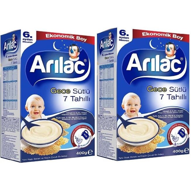 Arılac 7 Tahıllı Gece Kaşık Maması 400 gr 2'li - Hediyesiz Bebek Mamaları Fiyatı