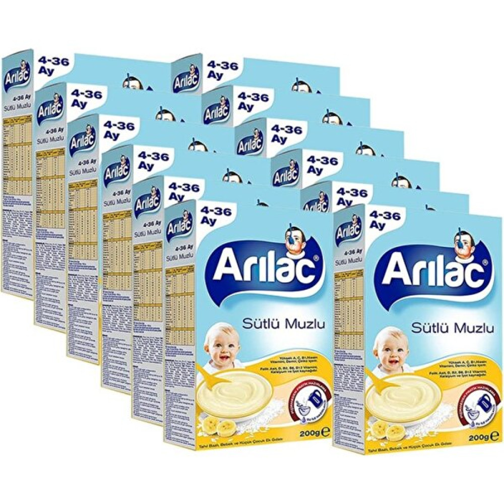 Arılac Instant Ek Gıda Sütlü Muzlu 200 gr x 12'li Ekonomik Koli Bebek Beslenme Gereçleri Fiyatı