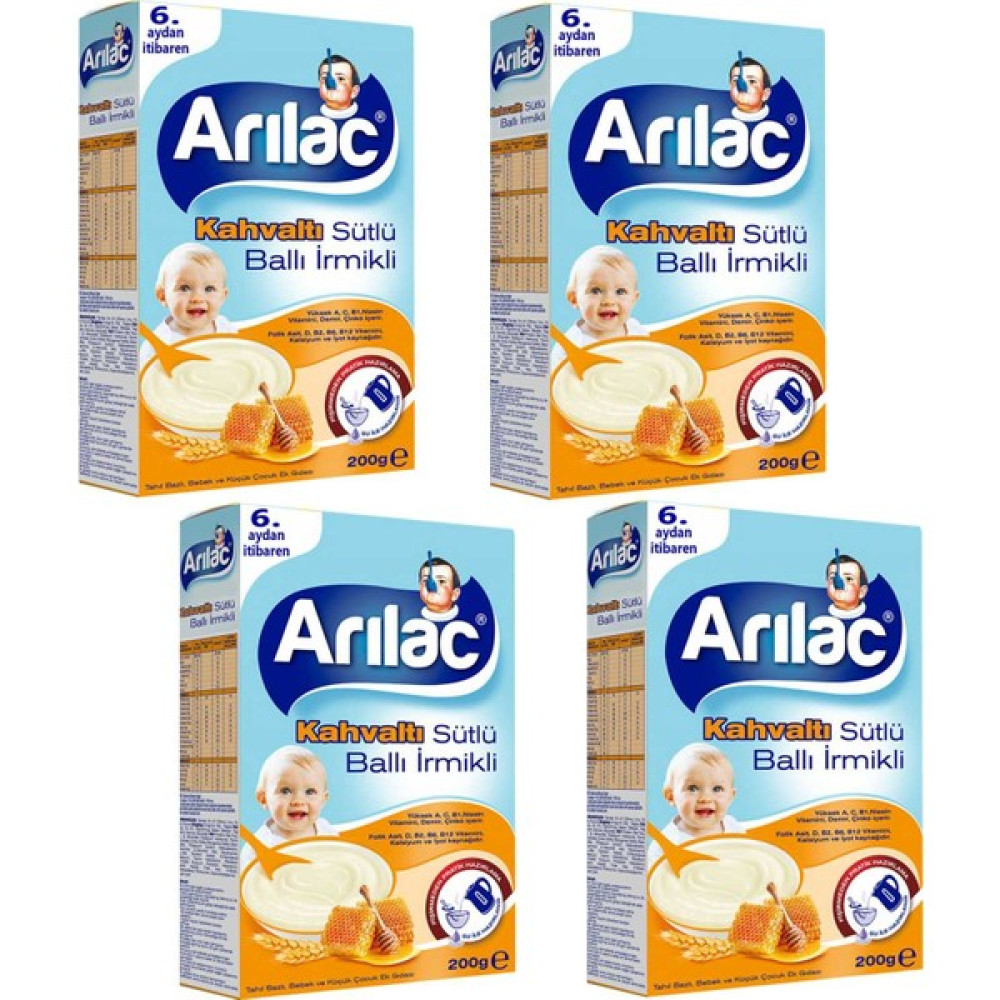 Arılac Kahvaltı Sütlü Ballı Irmikli Bebek ve Küçük Çocuk Ek Gıdası 200 gr 4 Adet - 5.aydan itibaren Bebek Mamaları Fiyatı