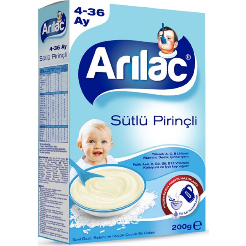 Arılac Sütlü Pirinçli Bebek ve Küçük Çocuk Ek Gıdası 200 gr Bebek Mamaları Fiyatı