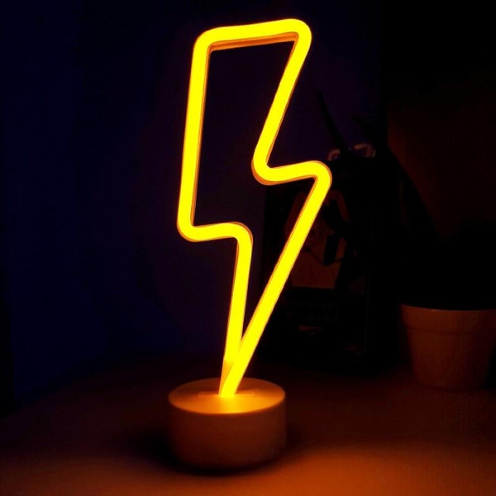 Arizzonna Neon Işıklı Şimşek Lamba Usb+Pil - Sarı Gece Lambası Fiyatı