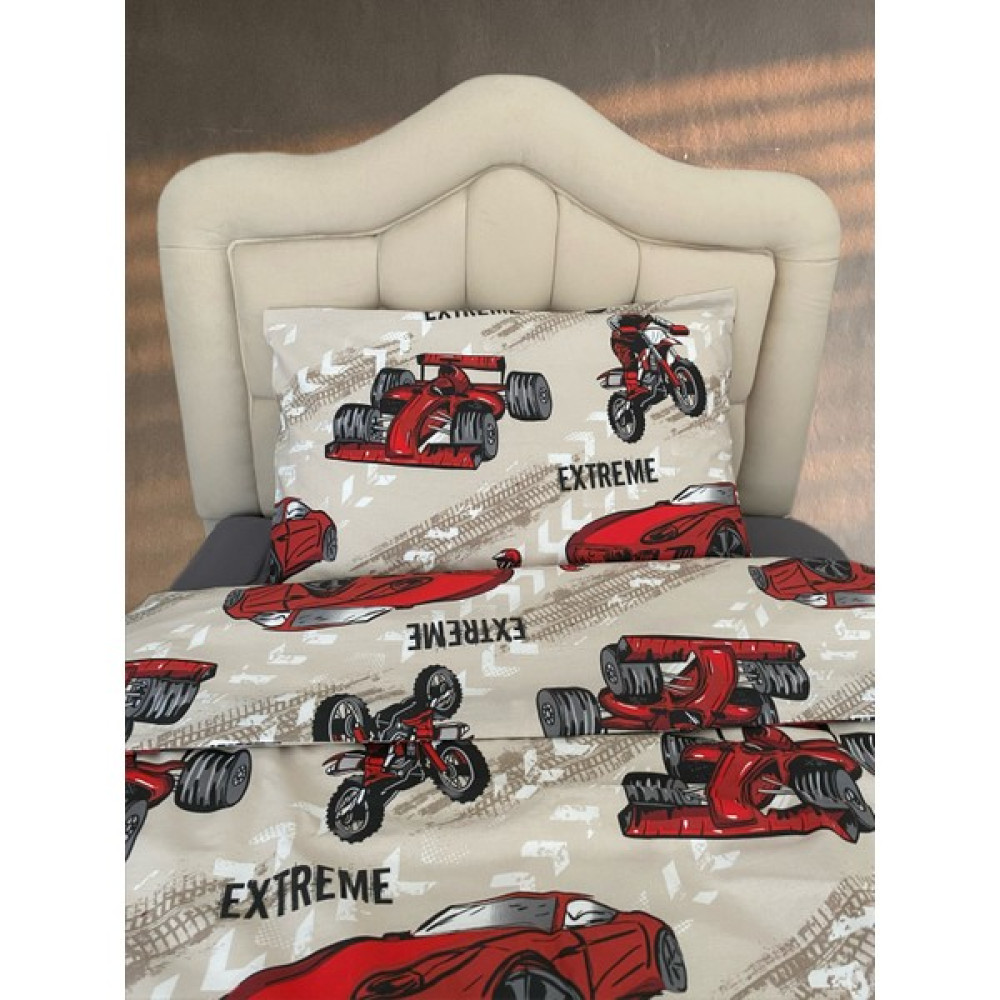 Arkelite Home Arkelitehome Erkek Çocuk Kırmızı Arabalı Motorlu 4 Parça %100 Pamuklu Tek Kişilik Nevresim Takımı - Gri - 160 x 220 cm Nevresim Takımı Fiyatı