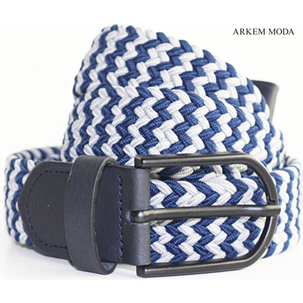 Arkem Moda Lacivert-Gri Elastik Örgülü Kemer 3,5 cm Şort,jean,kot Erkek Kemeri Fiyatı