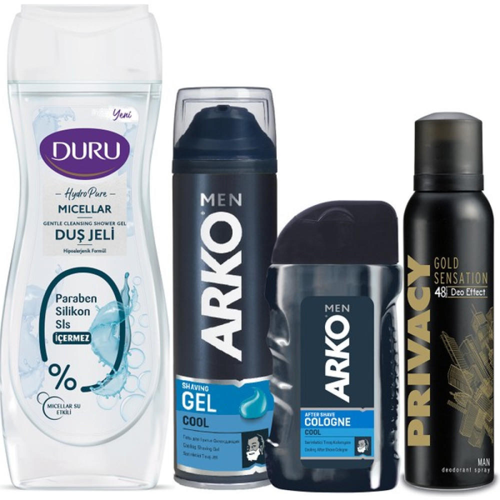 Arko Men Erkek Bakım Seti 1 ( Jel, Kolonya, Deodorant, Duş Jeli) Tıraş Jelleri / Köpükleri / Kremleri Fiyatı