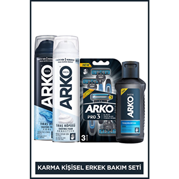 Arko Men Erkek Tıraş Tanişma Paketi 3 Bıçaklı Tıraş Bıçağı ile Hassas Cilt Dostu Tıraş Ürünleri Tıraş Jelleri / Köpükleri / Kremleri Fiyatı