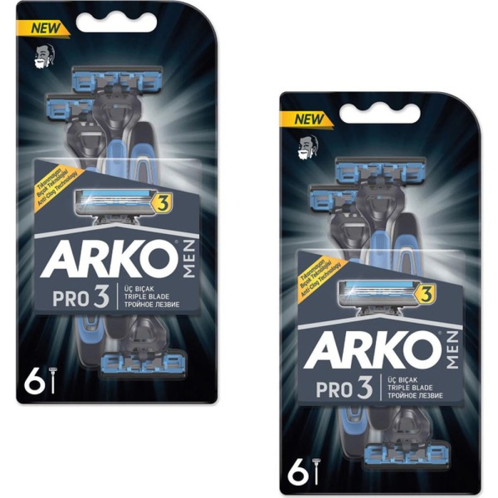 Arko Men Pro 3 Üç Bıçaklı Tıraş Bıçağı 6'lı 2 Adet Tıraş Bıçağı ve Yedekleri Fiyatı
