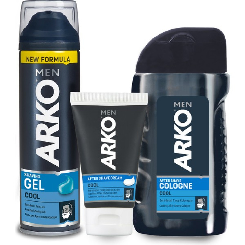 Arko Men Tıraş Jeli Cool 200 ml ve Tıraş Sonrası Krem 50 ml ve Tıraş Kolonyası Cool 200 ml Tıraş Jelleri / Köpükleri / Kremleri Fiyatı