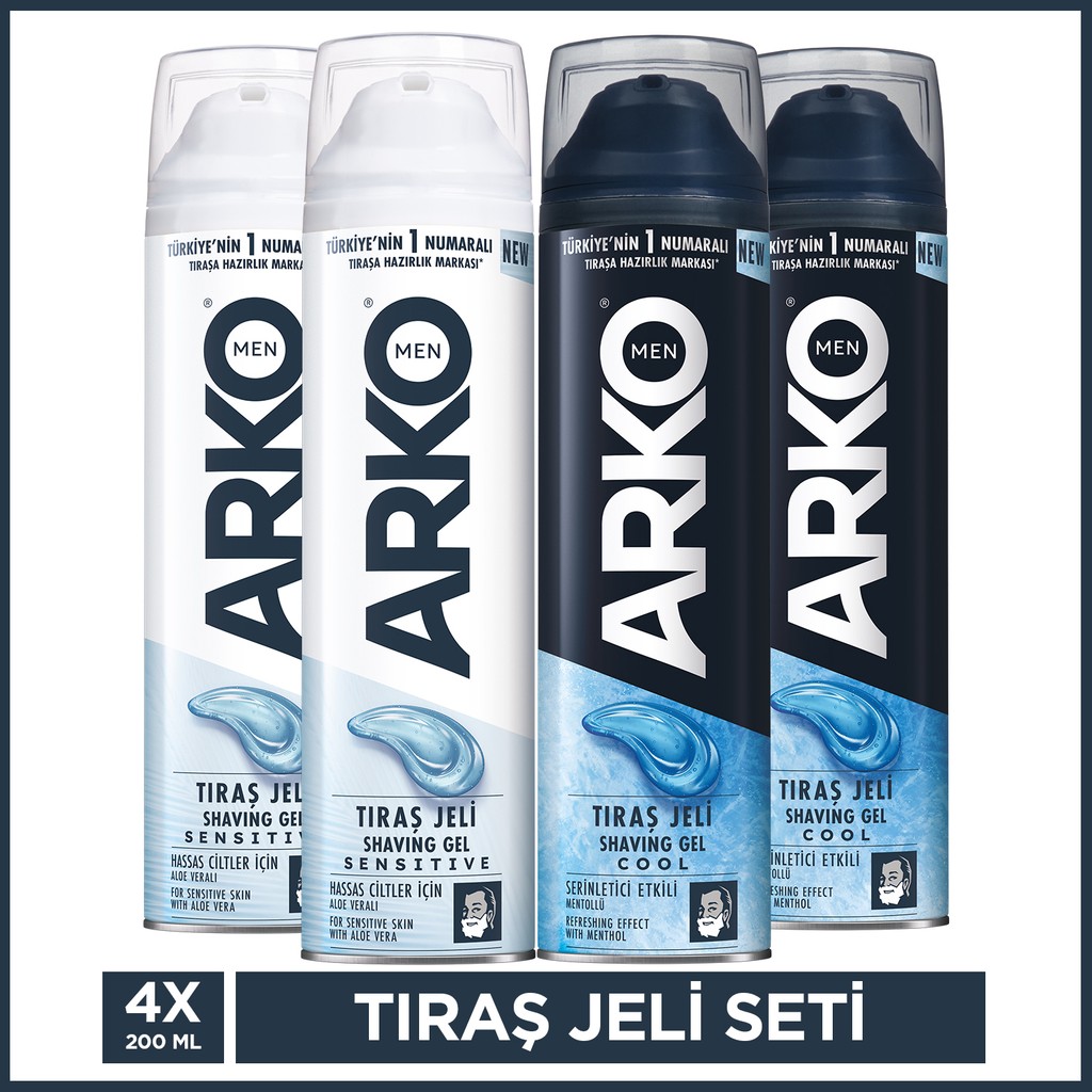 Arko Men Tıraş Jeli Cool & Sensitive 4x200 Ml Diğer Fiyatı