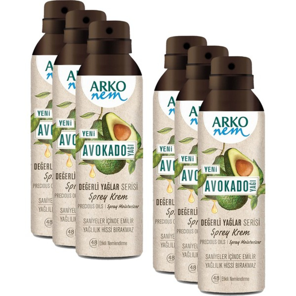Arko Nem Değerli Yağlar Avokado Sprey Krem 150 ml x 6 Adet Nemlendiriciler Fiyatı