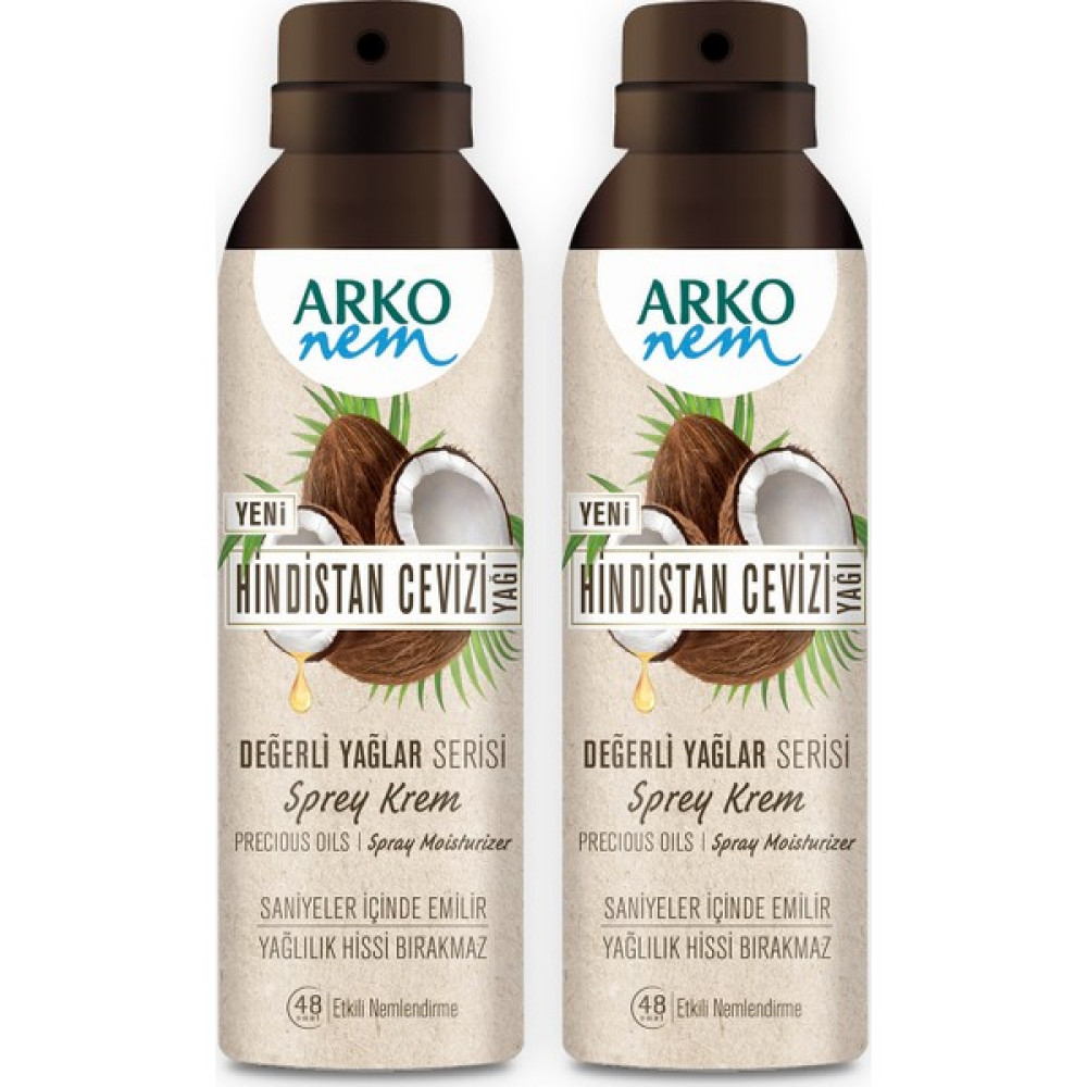 Arko Nem Değerli Yağlar Hindistan Cevizi Sprey Krem 2X150 ml Nemlendiriciler Fiyatı