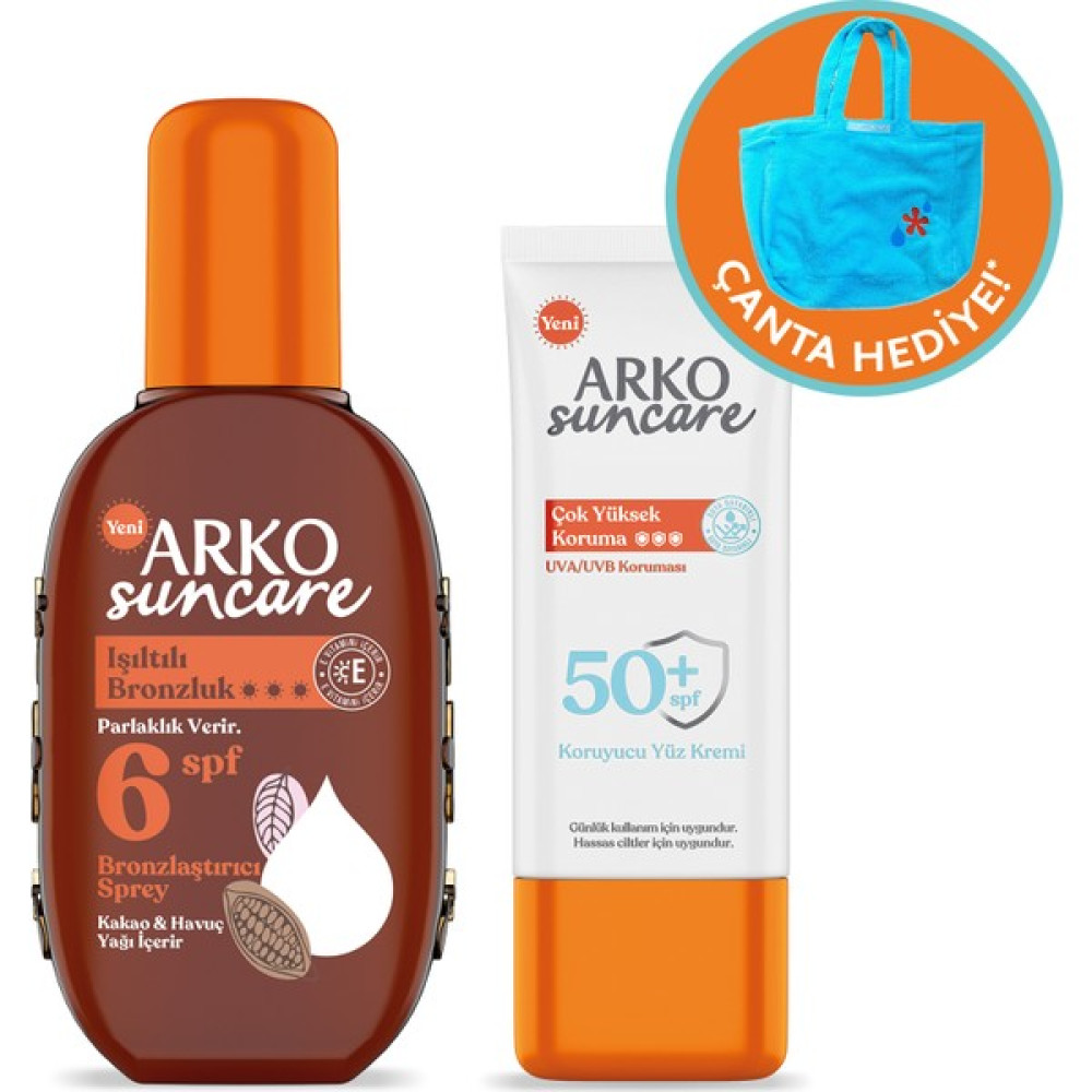 Arko Suncare Spf6 Bronzlaştırıcı Güneş Yağı 220 Ml&yüz Güneş Kremi 50 ml Çanta Hediyeli Ikili Yaz Seti Güneş Kremleri ve Losyonları Fiyatı