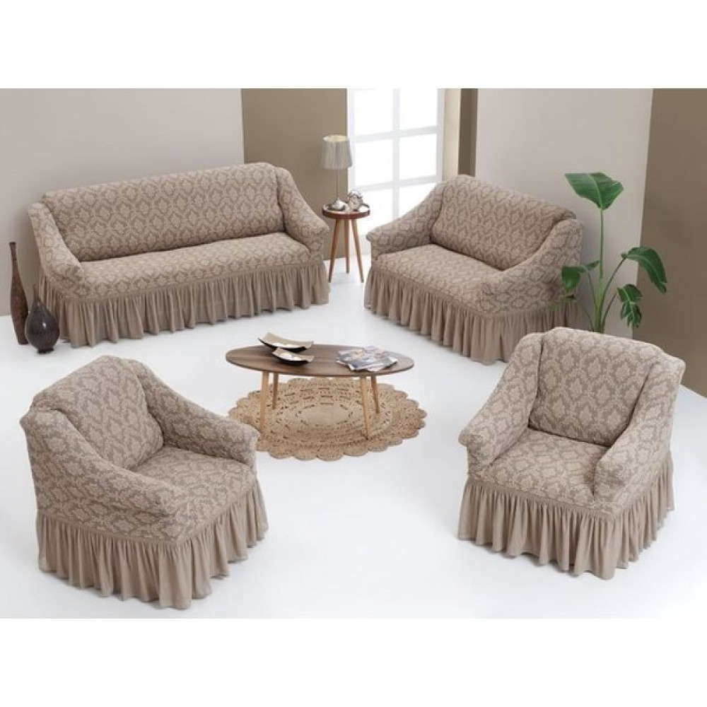 Arlisa 3+2+1+1 Jakarlı Koltuk Örtüsü Takımı - 185 x 230 cm - Taş Koltuk & Kanepe Örtüsü Fiyatı
